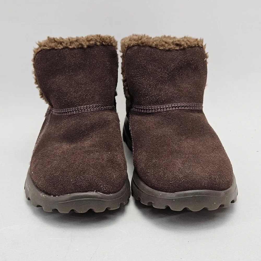 Skechers On-the-GO 13832 Womens 7 Chocolate Brown Suede Faux Fur Ankle Boots